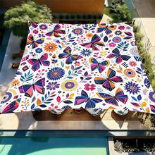 1 pieza Vela de sombra solar cuadrada con estampado geométrico de girasol fresco, adecuada para patio pequeño, piscina, área de ocio al aire libre de villa. Sombrilla de playa, tela de sombra solar para exteriores, toldo de playa, tienda de playa, sombra solar para patio, cenador al aire libre, cenador - Bohemia C - Ver 23