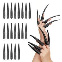 Bộ 12 móng vuốt ma cà rồng Gothic cá nhân hóa với vòng hở, phù hợp cho tiệc lễ hội, dạ hội hóa trang, sự kiện chủ đề múa bụng, phụ kiện móng nhẹ thiết kế móng vuốt, hoàn hảo cho người đam mê cosplay - hóa trang - Xem 5