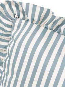 1pc Korean Style Soft Striped Ruffle Pillow Case, Fresh INS Style Bed Head Sofa Decor Square Pillow Cover - No Pillow Insert - Multicolor - View 4