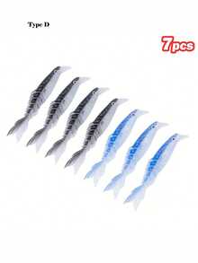 GOTURE 7pcs Double Color Multi Section Fish Bone Fish, 3D Fisheye Design, Multi Section Bait Body, Bite Resistant, Scissor Tail Fish Lure Soft Bait, Sea Fishing Boat Fishing Bait - Multicolor - View 10