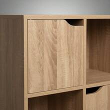 KIWI MOBLEKIT | Modular Wooden Shelves With Different Compartments And Door Options, Bookcases And Storage Furniture For Bedroom, Kitchen Or Entryway - 橡木 - 6 個隔層 + 3 個門 | 60x29x90厘米 - 查看 5