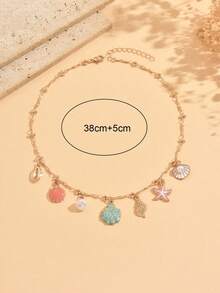 1 pieza Collar con colgante de vida marina de estilo de vacaciones en la playa, joyería de cuello elegante y de moda para mujer, adecuado para uso diario, vacaciones, fiestas y citas - Multicolor - Ver 4