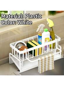 1pc Kitchen Sink And Bathroom Organizer Rack, Sponge Holder For Faucet, Soap, Brush, Towel, Scrubber Drain Storage, For Household Essentials,Kitchen,Summer Beach Party,Food,Camping,Organizer,Room Decor,Kitchen Items. - Multicolor - View 18