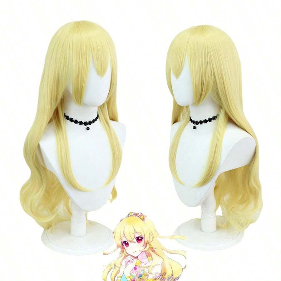 Hoshimiya Ichigo Wig Anime Aikatsu! Cosplay Wig Yellow Blonde Synthetic Long Hair Cosplay Wig