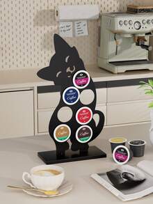 Cute Cat Shaped Coffee Capsule Holder, Creative Iron Storage Rack With Round Slots For Coffee Pods,Design Decorates Kitchen Countertops,Perfect For Coffee Bar, Office And Home Coffee Station Display And Organization. - Multicolor - View 7