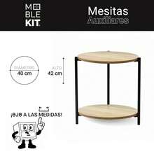 KIWI MOBLEKIT | Wooden And Metal Side Tables For Living Room Or Bedroom, Modern Functional Tables With Different Shapes And Heights, Fixed Or Folding Options For Home - 黑色 40x42 – 雙倍高度 - 查看 3