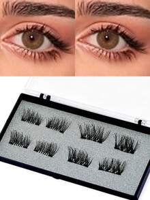 2 Pairs Magnetic False Eyelashes Half-Length No Glue Needed Long Natural Cat Eye Style Reusable Suitable For Eyelash Extensions Suitable For Beginners Makeup Artists Gift False Eyelash Clusters Magnetic Eyelashes - View 1