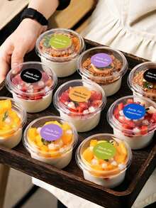100pcs/50pcs High Quality Transparent Reusable PET Plastic Portion Cups With Snap Lid | Perfect For Holidays, Parties, Picnics And Daily Use - Dessert Bowls, Suitable For Ice Cream - Transparent - View 1
