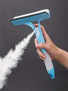 3-In-1 Multifunctional Glass Cleaning Tool With Spray Function, Handheld Window, Tile, Windshield, Mirror Cleaning Device, Suitable For Home And Bathroom Use, Spray Liquid, Squeegee, Cleaning Brush, Handheld Wiper, Bathroom Mirror Cleaner, - A - View 1