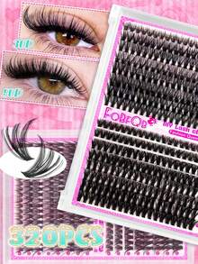 FQBFQB 320PCS Fluffy Lash Cluters,Cat Eye False Eyelashes, D Curl,3D Eyelashe Makeup Effect, Soft & Natural Looking False Lashes,Lashes Cluters,Fake Eyelashes,Individual Clusters,Dense Eyelashes For Daily Wear, Date Night, Party & Wedding Makeup - D - View 2