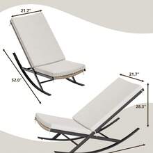 Set Of 2 Modern Patio Rocking Chairs – Weather-Resistant Grey Rattan Lounge Chairs With Cushions & Sturdy Metal Frame – Outdoor Garden, Lawn, Or Porch Furniture - B - View 2