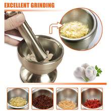 1組不鏽鋼壓蒜器與研缽套組,手動壓蒜器適用於香料與香料,可壓碎辣椒、辣椒等,適合廚房、宿舍、自製醬料與沾醬,廚房研缽與研杵,蒜碗研缽與研杵,易於使用且耐用 - 銀色 - 查看 6
