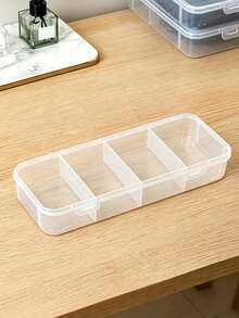 2/1pc 4-Compartment Transparent Storage Box, Dust-Proof Portable Desktop Organizer, Practical Divided Design, Suitable For Storing Jewelry, Hair Clips, Hair Sticks, Rubber Bands And Small Accessories - Multicolor - View 7