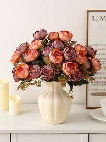 3/1pc Artificial Rose Bouquet, Faux Flower Bouquet, Suitable For Wedding Decor, Bride, Autumn, Tabletop, Home, Gift, Party, Holiday, Living Room Decor, DIY Bouquet, Garden Decor, Indoor/Outdoor Artificial Flower Decoration, Photography Props, Fake Flowers, Artificial Roses - Multicolor - View 7