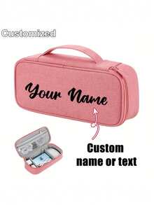 Customizable Name Or Text Personalized Storage Bag, Electronic Organizer Bag With Cable Management Compartment And Zipper Pocket, Portable, Suitable For Chargers - Multicolor - View 13