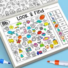 32-Themes Find And Coloring Activity Book - Seek And Find Workbook For Early Learning & Cognitive Skill Training, Enhance Brain Skills With Alphabet, Shapes & Colors Search - Perfect Concentration Training Activity Book For Learning & Fun - Green - View 4