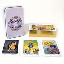 78 Card Gold-Plated Edge Guide Set, Tarot Card Gold-Plated Edge Tarot Card And Tin Box, Cards And Guides Are Placed In A Metal Box To Predict Your Future, Fortune Telling Games And Tools, Christmas And Halloween Gifts, Astrology Fortune Telling Cards - 78 Sheets - View 10