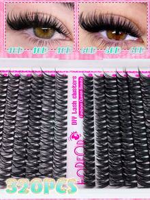 FQBFQB 320PCS Fluffy Lash Cluters,Cat Eye False Eyelashes, D Curl,3D Eyelashe Makeup Effect, Soft & Natural Looking False Lashes,Lashes Cluters,Fake Eyelashes,Individual Clusters,Dense Eyelashes For Daily Wear, Date Night, Party & Wedding Makeup - D - View 9