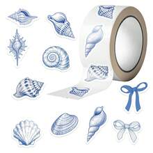 500PCS/Roll Ocean Sealing Sticker Blue Roll Decal DIY Luggage Phone Guitar Scrapbook Party Gifts School Supplies - 1 Set - View 4