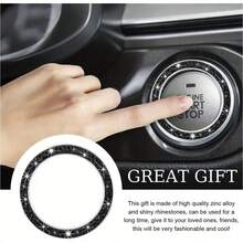 1 pieza de anillo decorativo para botón de arranque de un solo toque para coche, anillo de encendido de cristal con incrustaciones de diamantes de imitación de doble hilera, adhesivo para el interior del coche - A - Ver 12