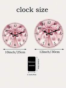 2D Flat Wooden Pink Bow Wall Clock, Silent Home Wall Clock, Suitable For Restaurant, Kitchen, Cafe Decoration, Easter, Valentine's Day Gift (AA Battery Not Included) - A - View 7