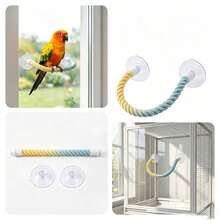 1/2 cái giá đậu cho chim dạng cắn gặm DIY nhiều màu uốn cong được, có giác hút chống trượt, cầm nắm thoải mái, chắc chắn bền bỉ, bề mặt nhám, đồ chơi leo trèo xích đu đứng cho chim vẹt, dùng cho tấm kính cửa sổ bàn tường bảng acrylic tại nhà và khi đi du lịch - A+B - Xem 6