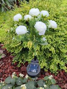 New Solar Powered Rose Flower Light, Outdoor Waterproof LED Ground Insert Lawn Lamp For Garden Decoration, 2 Styles Available, 1pc - Multicolor - View 16