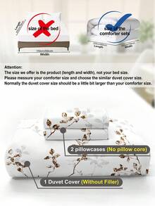 2/3件組葉花圖案被套組，超柔軟透氣微纖維，四季適用。可水洗，抗起球/縮水/皺褶。適合INS與鄉村風格，特大/大/中/單人床尺寸。適用於居家、宿舍、公寓、客房、出租屋及禮品。 - 彩色 - 查看 11