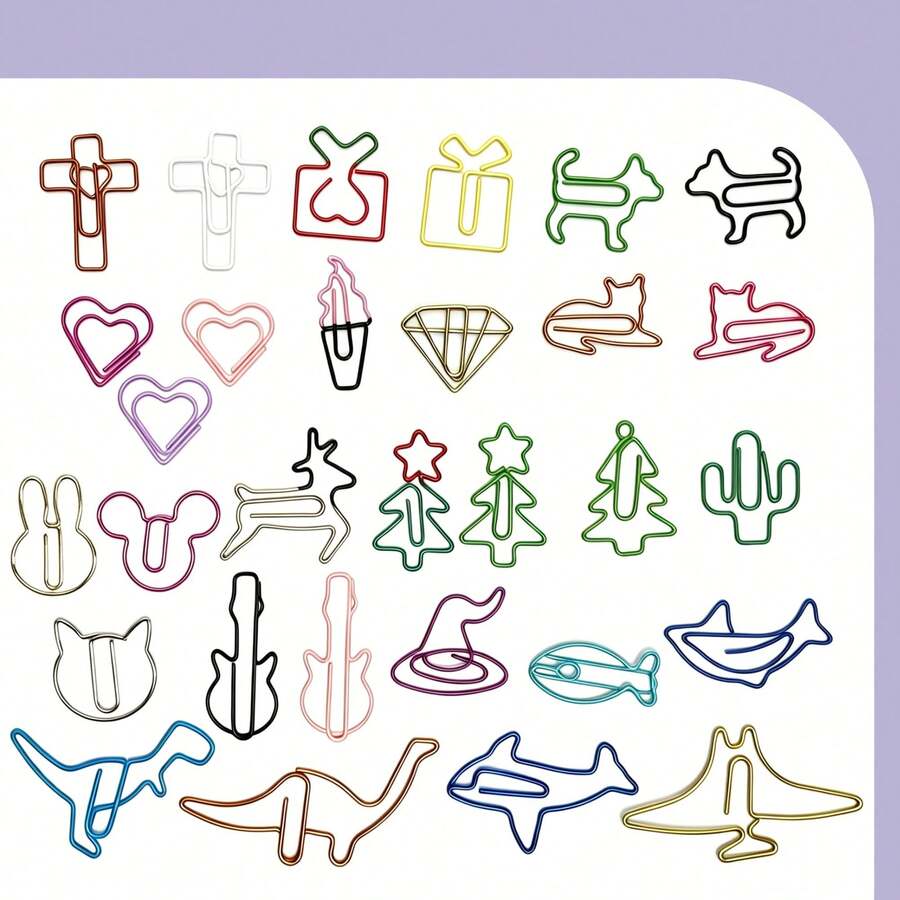 RIMEMO 30PCS Colorful Electroplated Metal Paper Clips Assorted Shape Bookmark Clips For Journal Planner Office School Supplies Stationery Organizer Decorative Holder Desk Accessories Back To - View 1