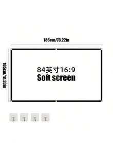 Pantalla de proyección blanca de 60-120 pulgadas, pantalla de cine de alta definición 16:9 montada en la pared, plegable y antiarrugas, adecuada para exteriores, interiores, camping y salas de reuniones, fácil de transportar y conveniente de llevar - Unitalla - Ver 16