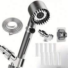 Stylish Handheld Shower Head Set With 3 Spray Modes, Flexible 1.5m Hose, 5 Replaceable Cartridges, Lightweight Bathroom Shower Accessory - Dark Grey - View 3