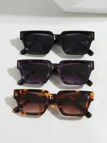 1 Pair Men's Rectangular Concave Thick Frame Fashion Glasses, Suitable For Fashion Shows, Outdoor Beach Vacations, Business Casual - Multicolor - View 5