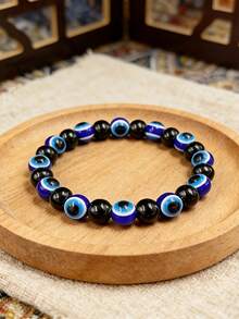 Natural Obsidian Evil Eyes Bracelet, Bohemian Style, Clear Mind Focus, Protection, Luck Handmade Spiritual Jewelry, Perfect Accessory For Men Women - Multicolor - View 2