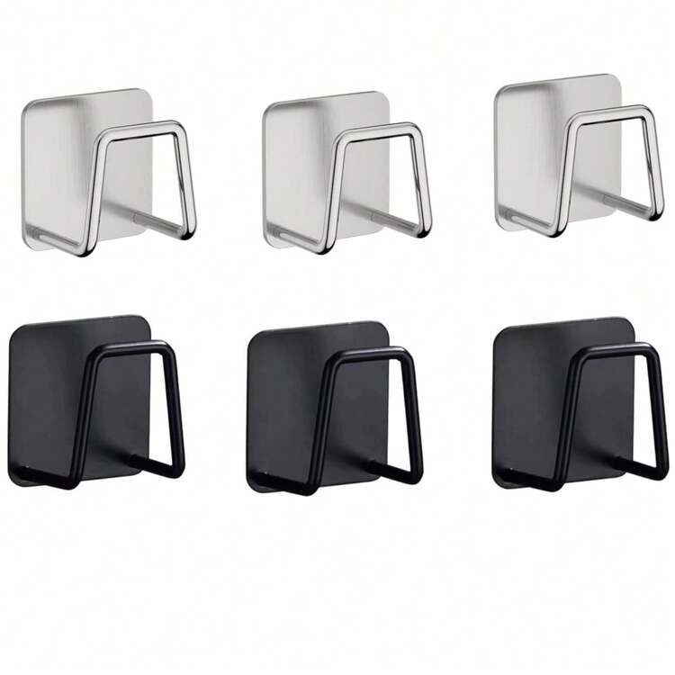 1/3/6-Piece Set Of Stainless Steel Sink Sponge Holders, Drying Racks, Dishcloth Balls, Strainer Covers, And Storage Racks; Wall-Mounted Stainless Steel Hooks For The Kitchen; Suitable For Kitchens, Bathrooms, Doors, And Walls; Easy To Install - Multicolor - View 14