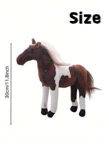 1件 仿真馬偶絨毛玩具 30cm/11.8in，費爾加納馬、哈克馬、斑點馬、盧薩馬四款毛絨動物，適用萬聖節、感恩節、聖誕節、新年、嘉年華、復活節禮物，馬禮物，聖誕動物，兒童禮物 - 彩色 - 查看 8