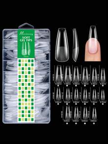 480pcs Transparent Soft Gel Nail Tips, Almond/Coffin/Square Semi-Matte False Nails, Suitable For Home DIY, Nail Salon Use, Wedding, Graduation Prom, Vacation And Party Nail Art Styling - View 13