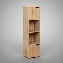 KIWI MOBLEKIT | Modular Wooden Shelves With Different Compartments And Door Options, Bookcases And Storage Furniture For Bedroom, Kitchen Or Entryway - 橡木 - 4 個隔間 + 2 個門 | 30x29x120 厘米 - 查看 5