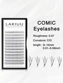 LAKIUU Ekstensi Bulu Mata Manga 12 Baris Bentuk Kipas C/D, Bulu Mata Volume Siap Pakai, Bulu Mata Individual Cashmere, Gaya Bulu Mata Jepang dan Korea 8-15mm - View 7