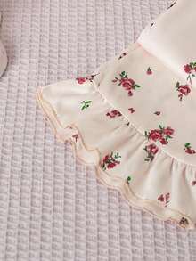 Sweet Spring/Autumn Girls French Vintage Floral Long Sleeve & Long Pants 2 Pieces Set, Soft Fabric Pajamas, Suitable For Daily Home Leisure Wear - Apricot - View 7