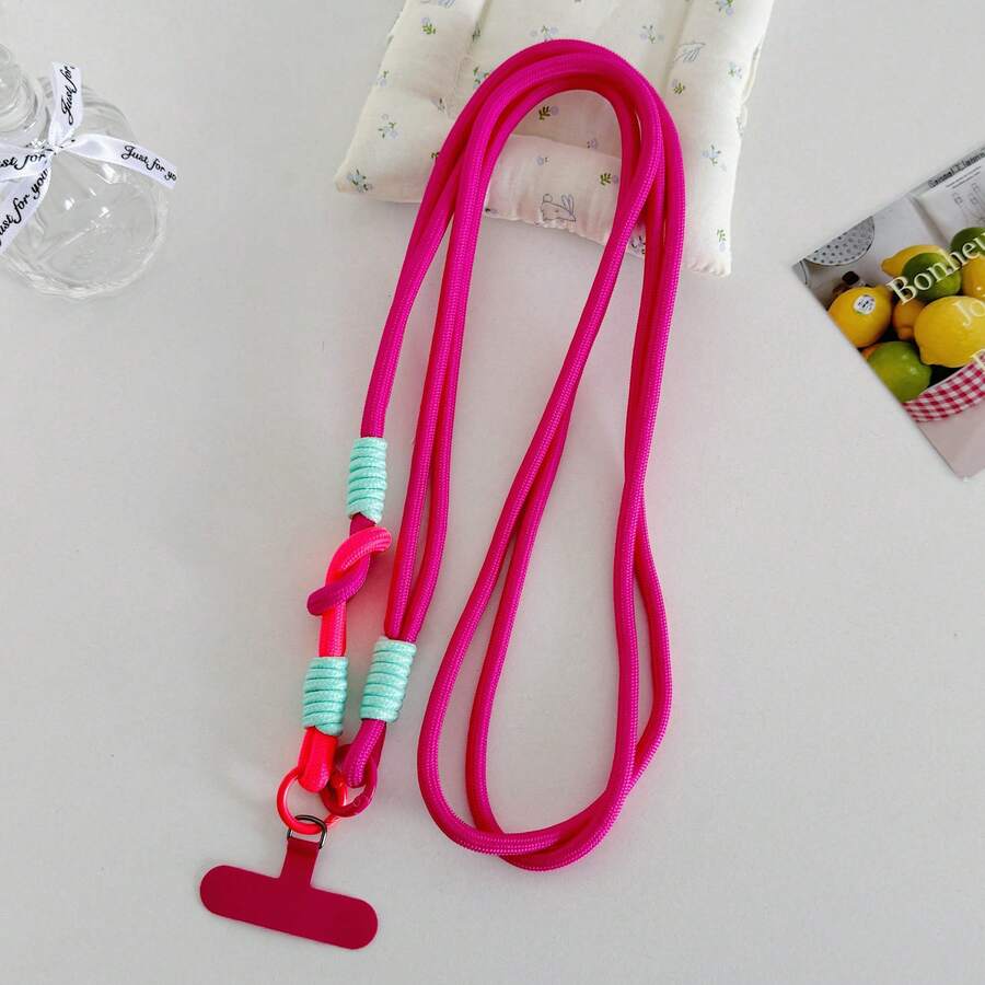 2-Section Double-Buckle Long Phone Lanyard With Clip, Versatile Crossbody/Neck/Hand-Carry Strap, Thick Anti-Loss Outdoor Climbing Lanyard, Fashionable Ins Style Outdoor Travel Strap, Suitable For Water Bottle Lanyard - Multicolor - View 1