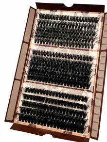 15 Rows 300 Clusters 100D 80D 60D Individual Eyelashes 10-18mm Mixed Length Fluffy D/CC/DD Curl Heat-Bonded Lash Clusters 0.05/0.07 Wispy DIY Beginner Lash Extensions Segmented Faux Mink Eyelashes For Self-Application - Black - View 7