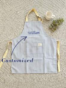Customized Name Embroidered Linen Apron, Personalized Embroidered Name Apron, Breathable And Skin-Friendly, Unique Design, Practical And Warm Souvenir - Multicolor - View 9