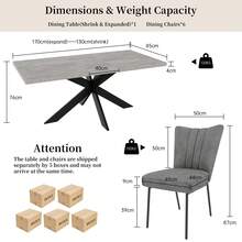 jiexi Modern Extendable Dining Table And Chairs Set, 130-170cm Rectangular Kitchen Table With Cross Metal Legs, Grey MDF Dining Room Table, Load 150kg For Living Room, Office - Light Grey - View 2