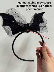 1 buah Bando Kelelawar Hitam Halloween, Perlengkapan Kostum Pesta yang Menarik, Perlengkapan Foto - A - View 8