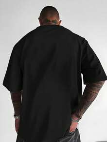 Y2K Alien Graphic Tee Men Double Sided UFO Print Streetwear Oversized T Shirt Futuristic Urban Summer Outfit Hip Hop Top - 黑色 - 查看 3