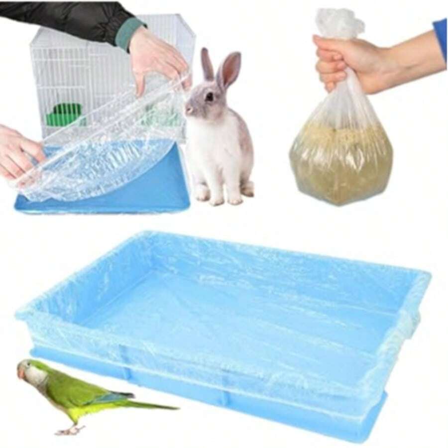 50 piezas de revestimientos desechables para jaulas de mascotas, película universal para jaulas de pájaros, accesorios para mascotas, adecuados para la limpieza de jaulas de mascotas, cubiertas de película con apertura elástica reforzada, convenientes para la limpieza - Multicolor - Ver 1