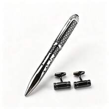 Luxury Metal Ballpoint Pen 3 Colors Green Black Blue Texture Silver Cap Executive Signature Smooth Writing Business Office Gift Pen Stationery For Men ﻿ - 148D - View 8