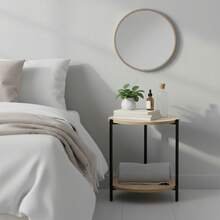 KIWI MOBLEKIT | Wooden And Metal Side Tables For Living Room Or Bedroom, Modern Functional Tables With Different Shapes And Heights, Fixed Or Folding Options For Home - 黑色 40x42 – 雙倍高度 - 查看 7