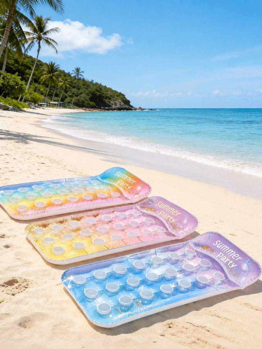 1件夏季泳池充氣漂浮床,PVC材質,亮片星空元素,穿孔設計,具休閒與支撐功能,可折疊充氣泳池椅,適用於SPA、游泳池、海灘與沙灘派對用品;夏季戶外水上樂趣漂浮椅,適合度假多功能泳池派對;便攜式漂浮椅床,適合旅行使用;適合作為夏季生日禮物、派對禮物、學生禮物等 - 星空洞洞浮床 - 查看 1