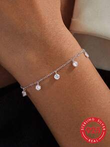 1pc S925 Sterling Silver Starry Tassel Bracelet For Women, Cool & Gentle Style, Minimalist Niche Accessory For Commute, Travel, Party, Versatile Elegant Light Luxury Hand Jewelry - Tassel - View 8
